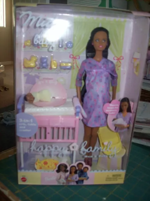 Happy Family Midge & Baby Barbie Doll African American Pregnant Belly  Nursery 74299566646