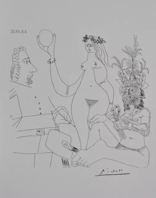 Pablo Picasso: El Pintura Y Sus Dos Modelos, Litografía Erótica Firmada