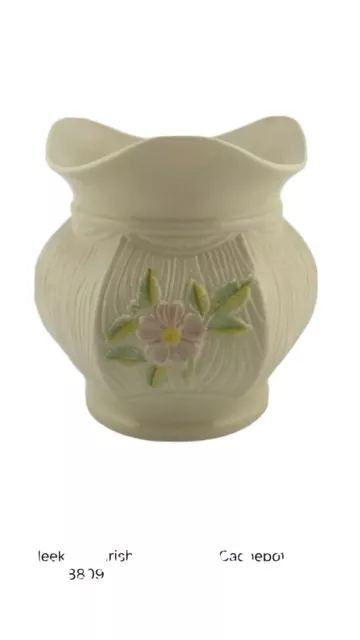 vintage Belleek cachepot with wild rose motif