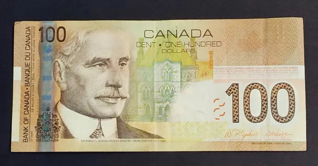 2004 Banknote Bank of Canada $100 Dollar Bill Old Paper Money Jenkins/Dodge EJA