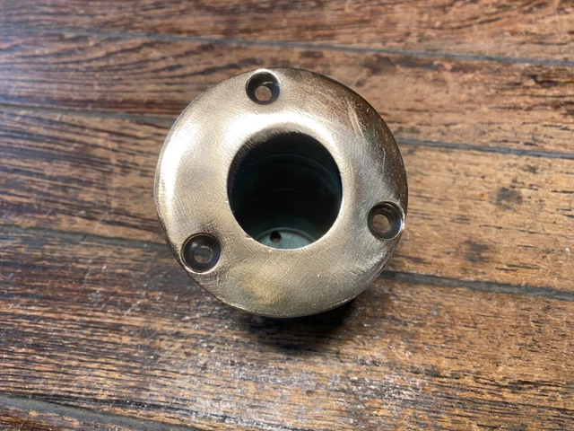 Vintage Recessed Polished Brass/Bronze? Flag Pole Socket  1 1/4" Id