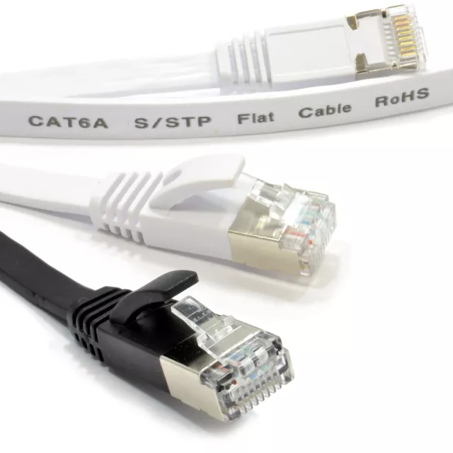 Plat CAT6A Blindé Éthernet PC Routeur Câble RJ45 Lot 1m/2m/5m/ 10m/15m/20m/