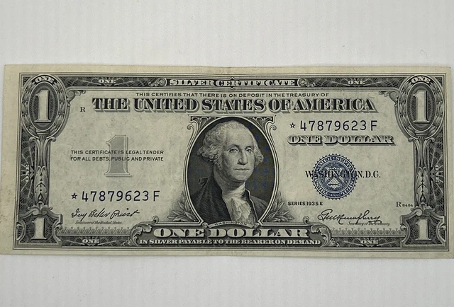 Series 1935 E Blue Seal $1.00 One Dollar Silver Certificate Star Note Crisp 15