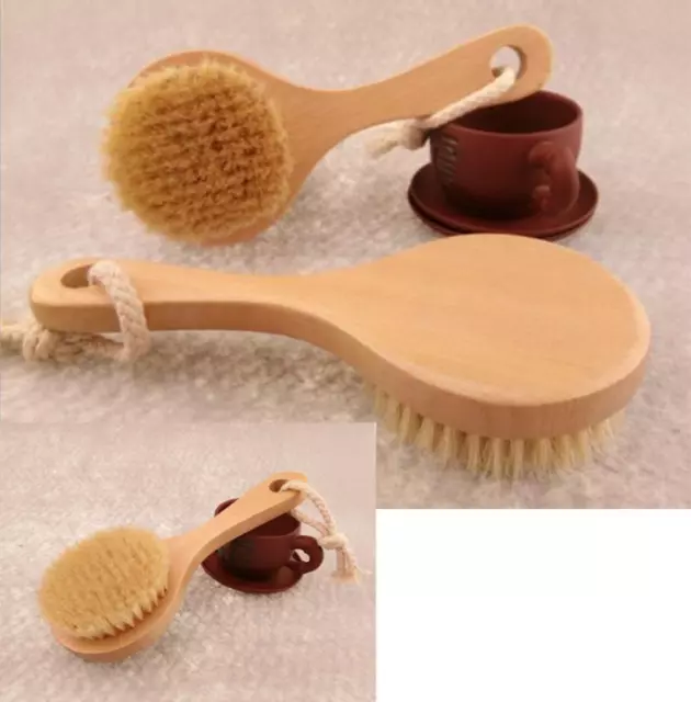 Natural Bristle Detox Wooden Handle Shower Bath Brush Body Brush Skin Spa Brush