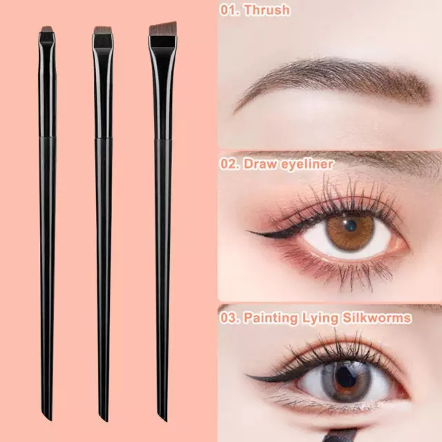 Cepillos de maquillaje de hoja 3 piezas delineador de cejas en ángulo cepillo fino plano herramienta de maquillaje