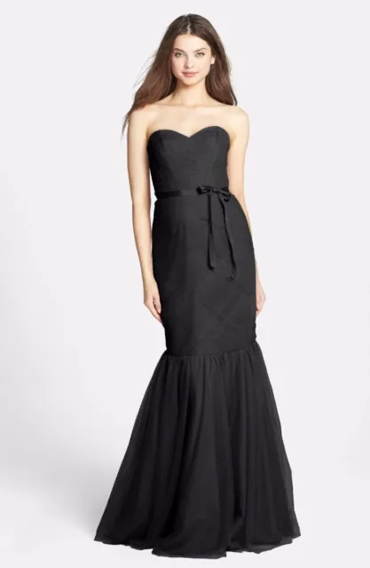 ML Monique Lhuillier Tulle Trumpet Dress Sz 18 Black