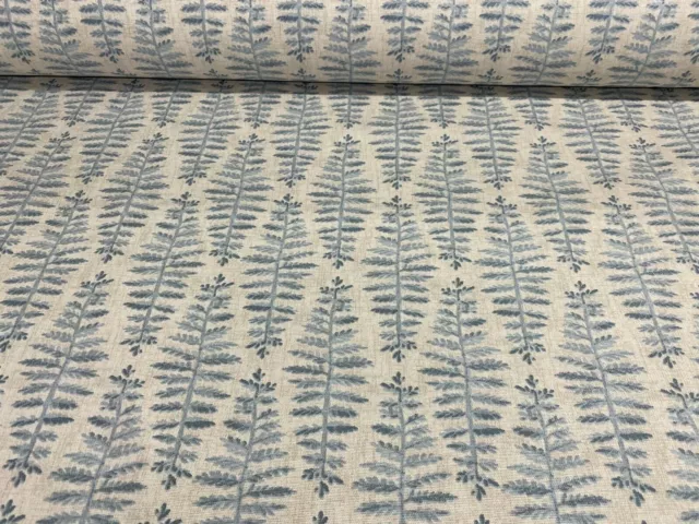 Fernista Beige/Blue Cotton Curtain/Craft/Roman Blind/Upholstery Fabric