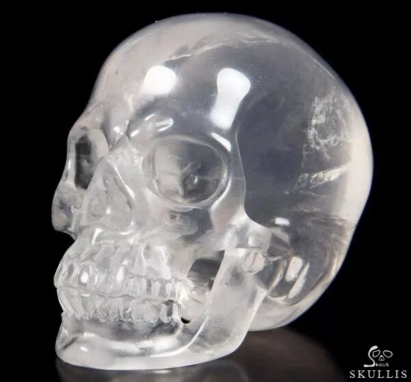 Nice Gemstone 2.8" Milky Quartz Carved Crystal Skull, Super Realistic