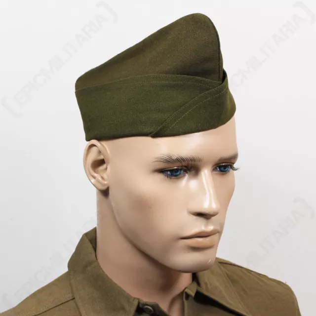 WW2 US ISSUE TYPE GARRISON CAP - NO PIPING - Repro Military Army American Hat