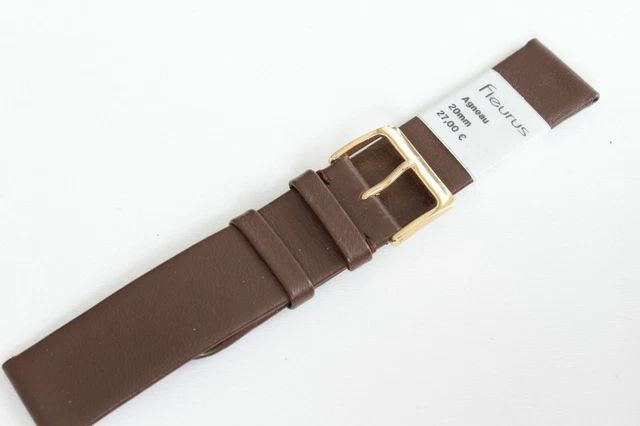 Bracelet De Montre En Cuir Véritable Fleurus - Marron Foncé, Largeur 16 Mm - Neuf Avec étiquettes