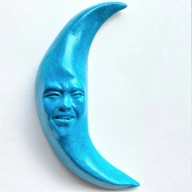 Máscara de 7" Estilo Máscara Azul Media Luna Pared Escultura Lista para Colgar Todas las Ocasiones Decoración