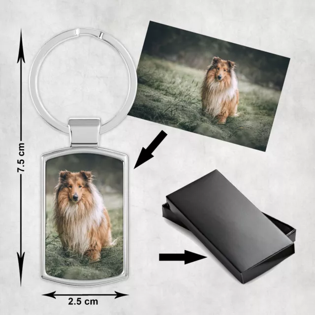 Personalised Photo Keyring With Black Gift Box Custom Picture / Logo Keychain