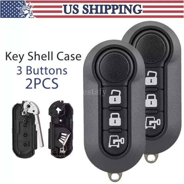 2 Flip Remote Key Shell Case Fob 3 Button for Ram Promaster 1500 for Fiat 500L