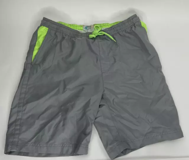 Teal Cove Men’s Swim Trunks Gray Lime Green