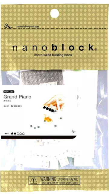 Nanoblock Grand Piano Mini Building Blocks Kids Toys Collectible White 130 Pcs