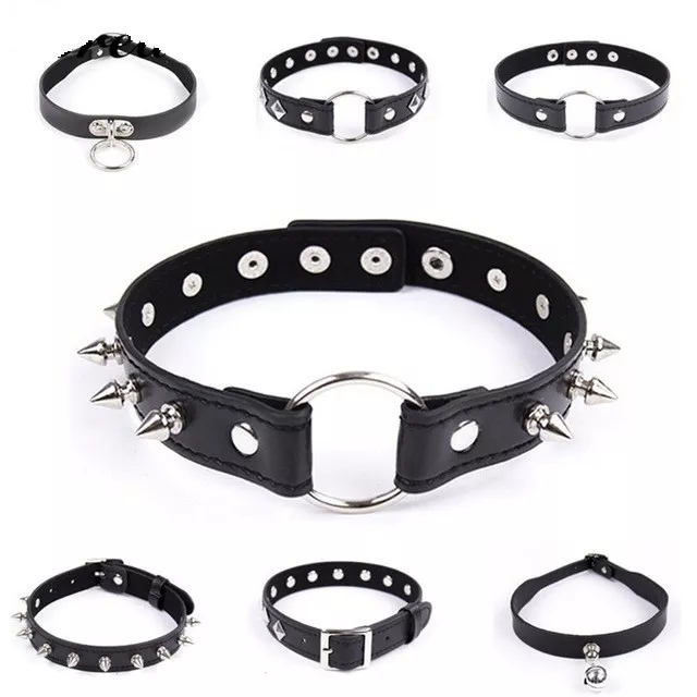 Collier SM Noir Bondage Sado Maso BDSM Punk Sexe Clouté Simili cuir Fétichisme