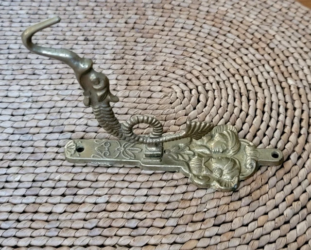 Vintage Brass Wall Hook, Hat Hook, Coat Hook - Dragon, Fish Style 8