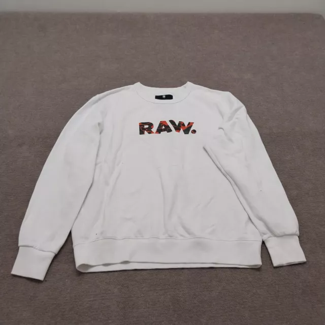 G-Star Raw Mens Size XL Long Sleeve White Crew Neck Sweatshirt