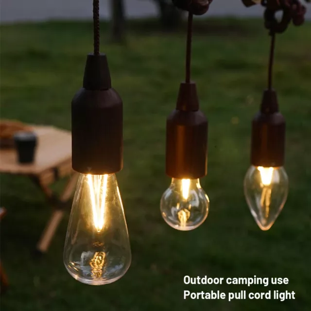 LED Pull Cord Light Bulb Portable Hanging Lantern Battery Operated For Home Bar