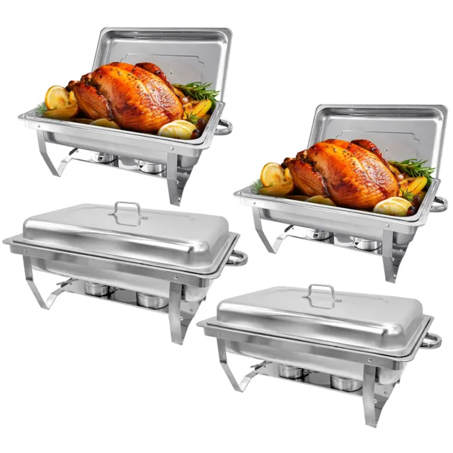 Chafing Dish Set Bain Marie Food Warmer Buffet Pan Heater 4 Pack 9L  for Party