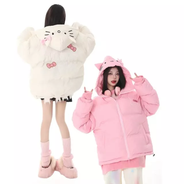 Hello Kitty Cappotto Tampone Fiocco Caldo Harajuku Streetwear Kawaii Y2K Moda