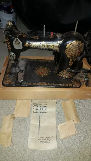 Vintage JONES Sewing Machine With Booklet And Extras BOLTON collection