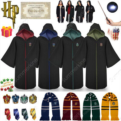 US Harry Potter Hogwarts Adult Child Robe Cloak Scarf Halloween COS Costumes