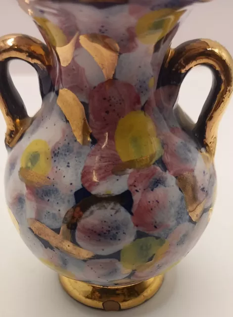 Colourful Shiny Pottery Small Handmade Vase Two Handles 2