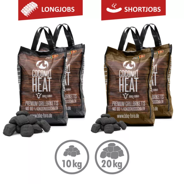 BBQ-Toro Coconut Heat Premium Grillbriketts | 100 % Kokosnuss Kohle | Grillen