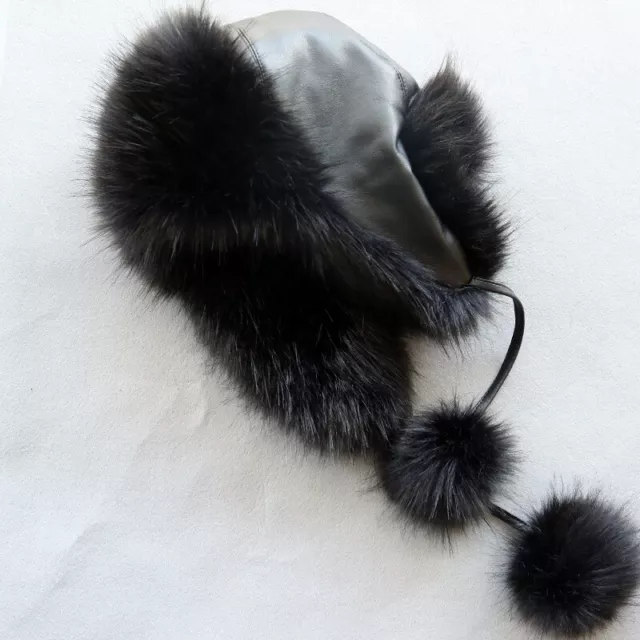 WOMEN KIDS FOX Faux Fur Ushanka Trapper Hat Winter Warm Russian Earflap ...