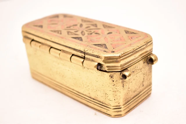 ATQ Philippines Maguindanao Solid Brass Bronze Betel Nut Lidded Box 5" Filipino 9
