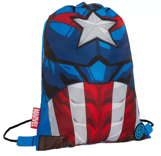 Boys Marvel Captain America Drawstring Gym Bag Avengers Sports Swimming PE Kit