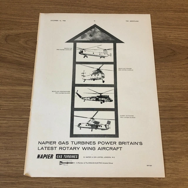 (STA10) Advert 11x8" Napier Gas Turbines, Powering Latest Rotary Wing Aircraft