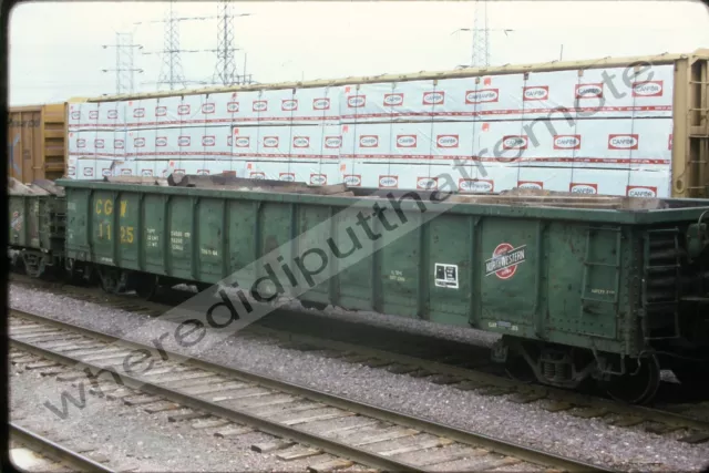 Original Slide Chicago NorthWestern CNW 1125 Gondola Proviso ILL 5-95