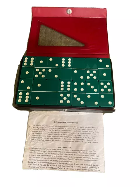 Vintage Bakelite Jade Green Dominoes 1" X 2”X 1/2” Square Edges/Instructions/Box Vintage Bakelite Jade Green Dominoes 1" X 2”X 1/2” Square Edges/Instructions/Box