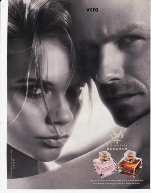 BECKHAM INTIMATELY ad print clipping celebrity fragrance parfum COTY vtg 2008
