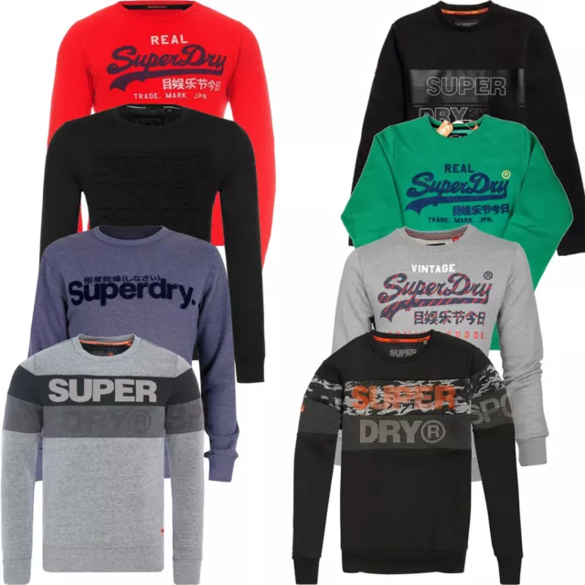 Superdry Mens Sweatshirt Fleece Crew Tops Core Logo Tracksuit Pullover Top Size