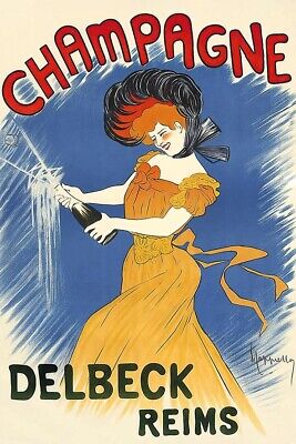 Poster Manifesto Locandina Pubblicitaria d'Epoca Stampa Vintage Champagne Drink
