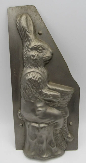 Antique Vintage Chocolate Candy Mold Sitting Easter Bunny Rabbit 9-1/2" #247