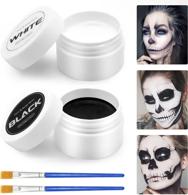 Pittura per Il Viso di Halloween in Bianco e Nero, Trucco Halloween