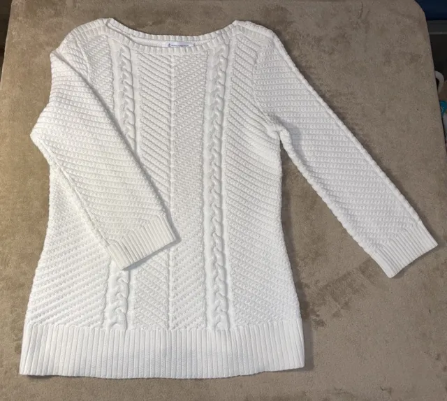 Women’s Brooks Brothers 3/4 Sleeve Spring Sweater White Sz M