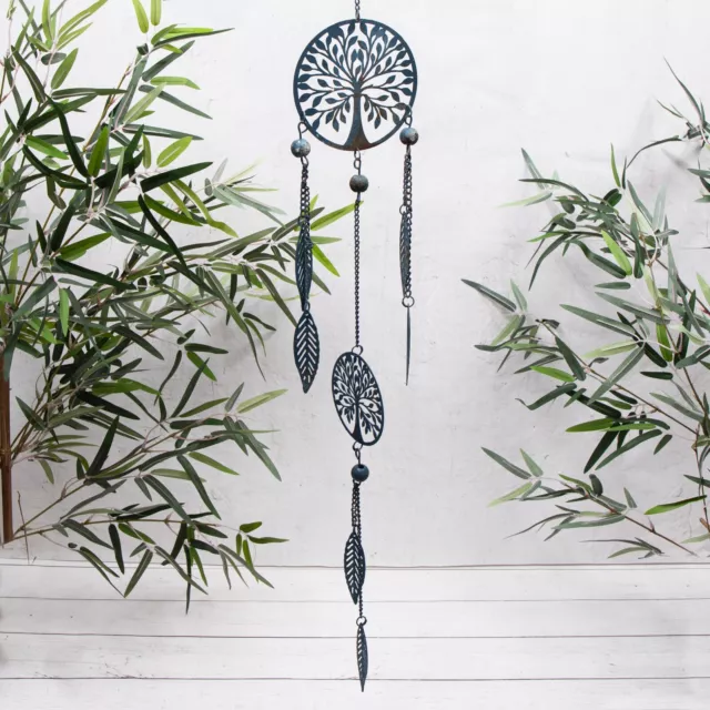 Blue Tree Of Life Metal Double Dream Catcher Hanging Garden Ornament Decor Gift