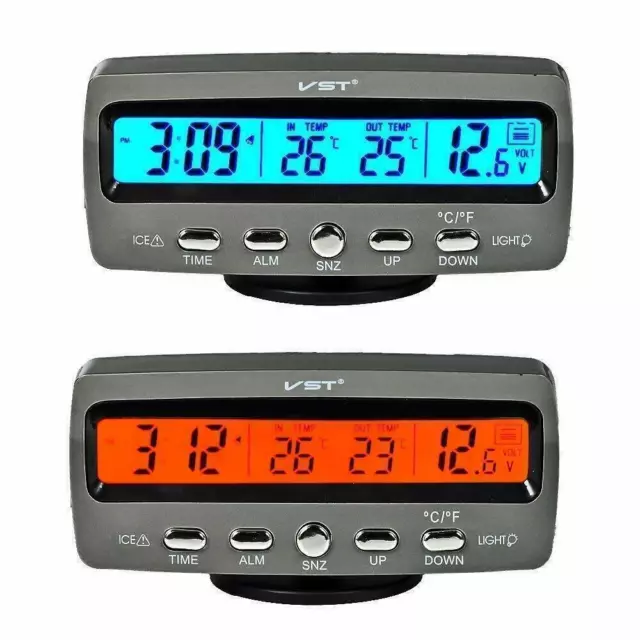 Multifunktion Auto LCD Digital Uhr Thermometer KFZ Voltmeter Spannungstester
