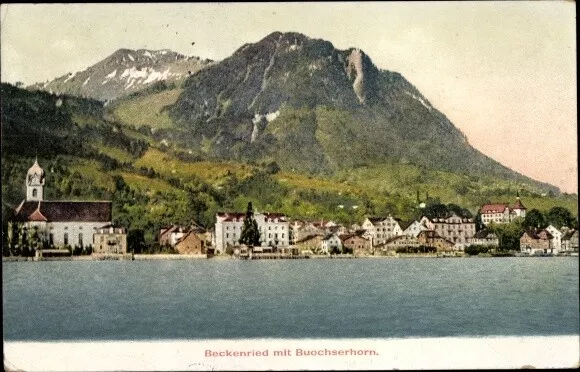 Ak Beckenried Kt. Nidwalden Schweiz, Gesamtansicht, Buochserhorn - 3831187