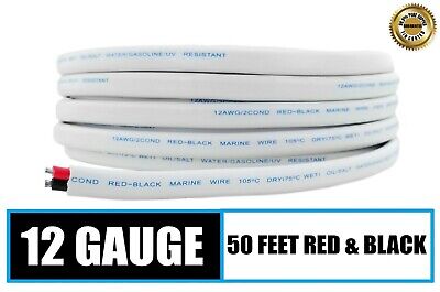 12 Gauge AWG Marine Grade Wire Cable Tinned OFC Copper Duplex 12/2 - 50 Feet