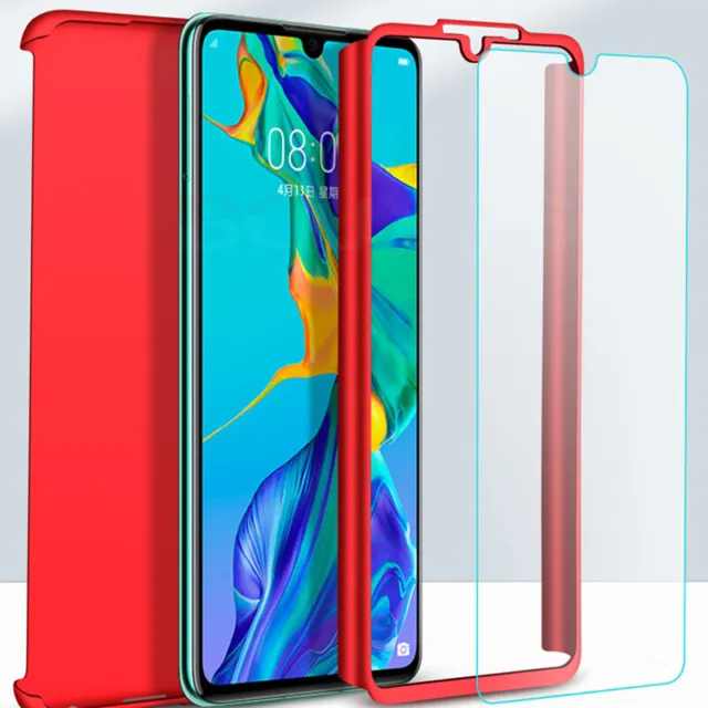 For Huawei P40 Lite P30 Pro P20 Mate 20 360° Full Case Cover + Tempered Glass 3