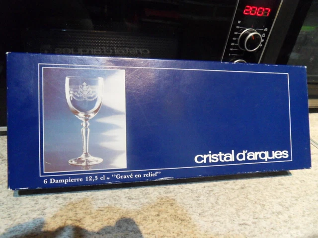 Vintage coffret 6  verre Vin blanc cristal d'arques modele DAMPIERRE glass
