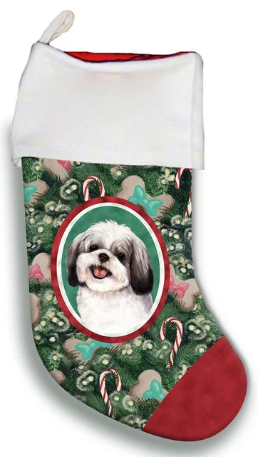 Christmas Stocking - Silver and White Shih Tzu 11352