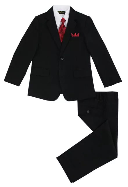 Kids Boys Pinstripe Suit 5 Pieces Set with Vest and Tie Size 2T-14 Two Button