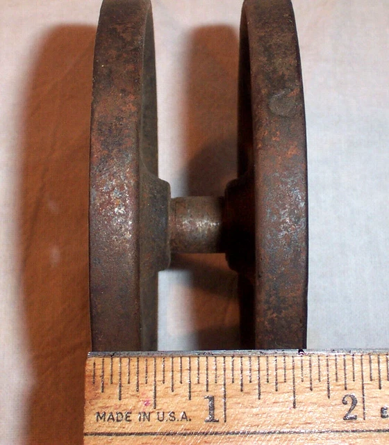 Old antique 4" Double Wheel Hardware for carrying a Sliding Barn or Garage Door 9